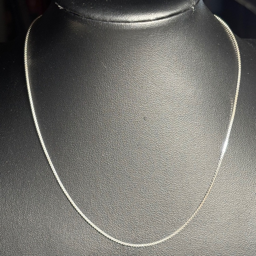 Box Chain Necklace‎ Women 16" Silver 925 Sterling Polished Slim Fine